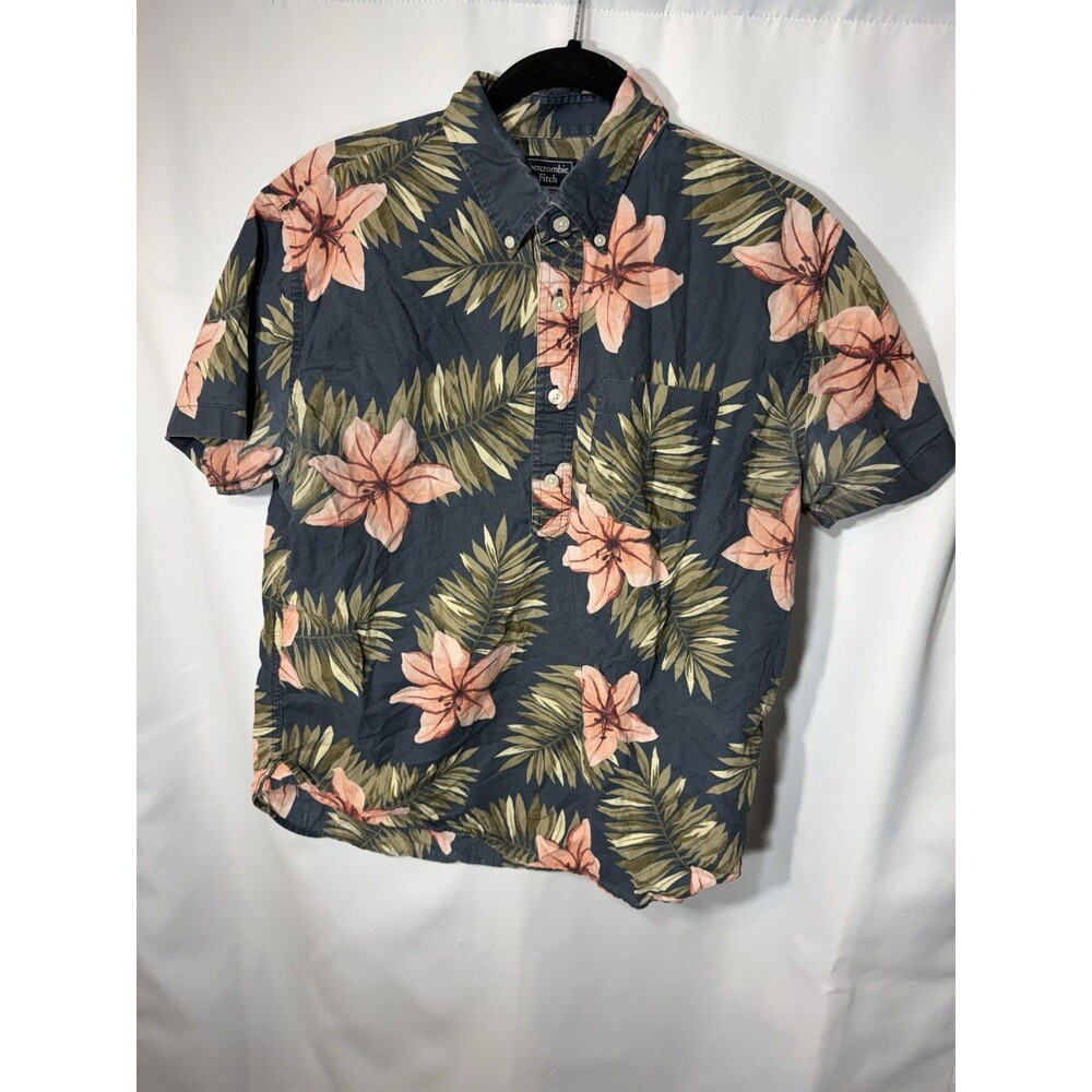 Abercrombie & Fitch Men MediumFloral Tropical Polo Shirt Short Sleeve Pullover